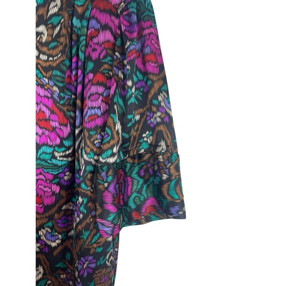 Vintage Baron Peters 100% Silk Floral Dress Sz 12 Multicolor Jewel Toned V-neck - Picture 3 of 16